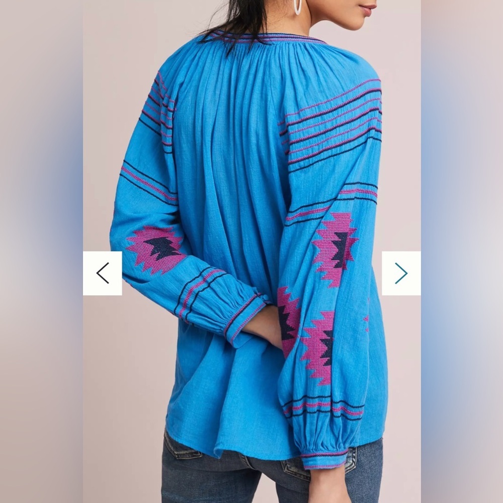 Maeve by Anthropologie Runaway Embroidered Peasant Top-S - Picture 9 of 9